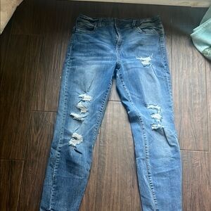 Blue Skinny Jeans with Distressed Details